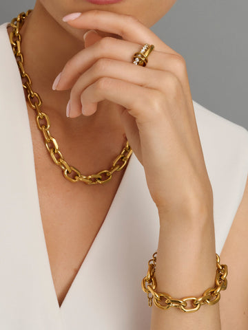 Nialaya Women's Chain Bracelet Round Cable Chain Bracelet in Gold Round Cable Chain Bracelet in Gold